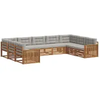 vidaXL Buiten bank set 9 st Natuurlijk en Licht Grijs