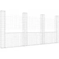 vidaXL Schanskorf U-vormig met 4 palen 380x20x200 cm ijzer