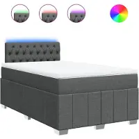 vidaXL Boxspring met matras stof donkergrijs 120x200 cm
