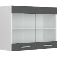 Vicco R-Line Glazen keukenkast – 80 cm Antraciet Hoogglans