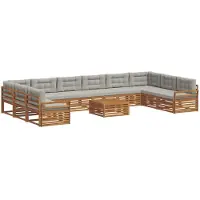 vidaXL Sofa-Sets 11 st Natuurlijk en Licht Grijs Massief Acacia Hout