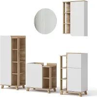Vicco Badkamermeubelset Karen Sonoma/Wit 5-delig, Model 40787