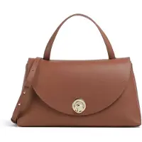 Coccinelle Leren schoudertas handtas Nikla Handbag Double Grainy Leather Cognac / Noir bruine