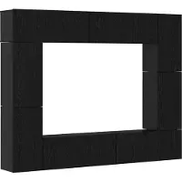Syfax Tv-meubelset Wandgemonteerd 8 pcs Zwart Eiken Bewerkt hout
