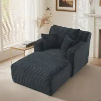 MODFU - Chaise Longue Slaapbank - Zonder Montage - Modern - Voor Woonkamer Of Kantoor - Ribstof - Donkergrijs