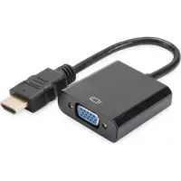 Digitus HDMI / VGA Adapter [1x HDMI-stekker - 1x VGA-bus, Jackplug female 3.5 mm] Zwart