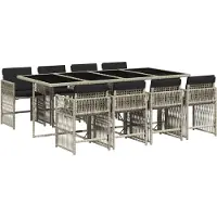 vidaXL 9-delige Tuinset met kussens poly rattan lichtgrijs