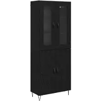 vidaXL - Highboard - Wit - en - Zwart - Eik - 69,5 - x - 34 - x - 180 - cm - Bewerkt - hout
