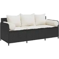 vidaXL Tuinbank 3-zits met kussens poly rattan zwart