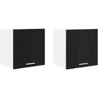 vidaXL Hangkast 2 st Zwart Eiken en Wit Bewerkt hout
