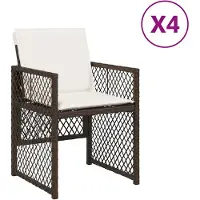 vidaXL Tuinstoelen 4 st met kussens poly rattan bruin