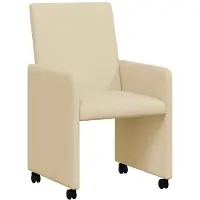 vidaXL Eetkamerstoelen met wielen 2 st Stof Crème 57 x 66 x 94 cm