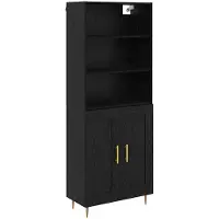 vidaXL Highboard Zwart Eiken 69,5 x 34 x 180 cm Bewerkt hout