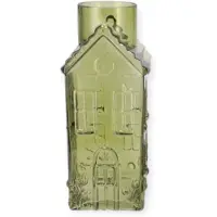DK Design Daan Kromhout - Vaas - Bloemenvaas - Glas - Huis - Groen - 13x13x30 cm - House