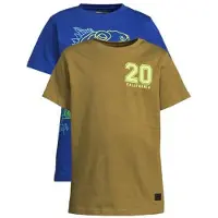 Orange stars T-shirt - groen/kobaltblauw (set van 2) Jongens Katoen Ronde hals - maat 158/164
