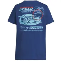 Orange stars T-shirt met backprint donkerblauw Jongens Katoen Ronde hals - maat 122/128