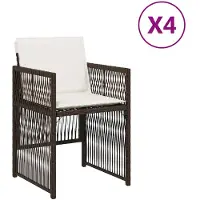 vidaXL Tuinstoelen met kussens, 4 stuks, bruin, polyrotan