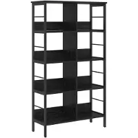 vidaXL Boekenplank 8-laags 82 x 32 x 144.5 cm Bewerkt hout Zwart Eiken