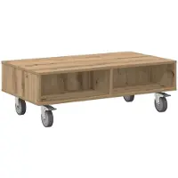 vidaXL Bijzettafel met wielen Artisan Eiken 90 x 50 x 30 cm