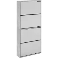 vidaXL Schoenenkast met spiegel 4-laags 63x17x134 cm betongrijs