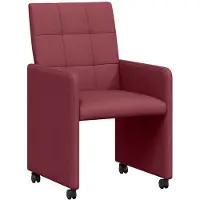 vidaXL Eetkamerstoelen met wielen 2 st Stof Wijnrood 58 x 65 x 94 cm