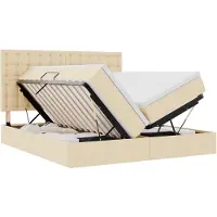 vidaXL Opbergbed met hoofdeinde met opslag Crème 180 x 200 cm Stof