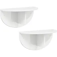vidaXL Wandplank Muurmontage 2 pcs Hoogglans wit 48 x 24 x 24 cm