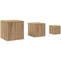 vidaXL Bijzettafels 3 st bewerkt hout artisanaal eikenkleur