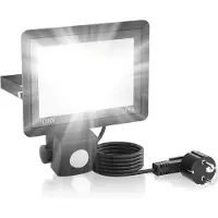 LZQ 100W 3500LM Superheldere LED Strahler Met Bewegingsmelder, IP66 Watersdichte Uitendoorlamp, Spotlamp, Verlichting Voor Garage En Binnentuin - Koudwit Met 1,5m Steker