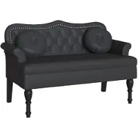 vidaXL Chesterfield Bank met kussen Zwart 120,5 x 65 x 75 cm Kunstleer
