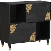 vidaXL Dressoir Zwart 80 x 33 x 75 cm Massief Mango Hout