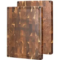 Xinzuo Snijplank van Acaciahout (kopshout) met anti-slip voetjes en sapgeul | Extra groot: 49 cm x 36 cm x 3.8 cm | Zware kwalitatieve snijplank