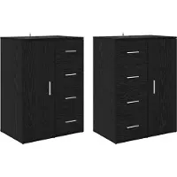 vidaXL Dressoirs CORONA 2 st Zwart Eiken 59 x 39 x 80 cm Bewerkt hout