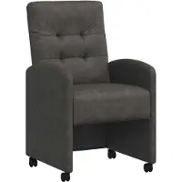 vidaXL Eetkamerstoelen met wielen 2 st Kunstleer Zwart 58 x 67 x 97 cm