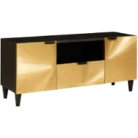 vidaXL TV Kast Zwart en Goud 105 x 33 x 46 cm Bewerkt hout