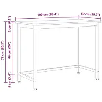 vidaXL Tafel, wit, 100 x 50 x 77 cm, van hout en staal