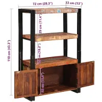 vidaXL Boekenplank met Deuren Bruin Massief Gerecycled Hout en Metaal