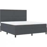 vidaXL LED Box Spring Bed Donkergrijs en Wit 180 x 200 cm