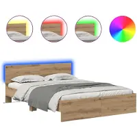 vidaXL Bedframe met hoofdeinde Artisan Eiken 120 x 200 cm Bewerkt hout