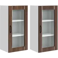 vidaXL Wandglas Kasten PORTO 2 pcs Bruin Eiken Bewerkt hout
