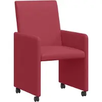 vidaXL Eetkamerstoelen met wielen 2 st Kunstleer Wijnrood