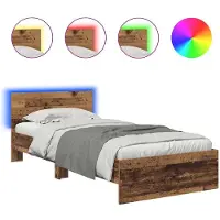 vidaXL Bedframe met hoofdeinde Oud Hout 100 x 200 cm Bewerkt hout