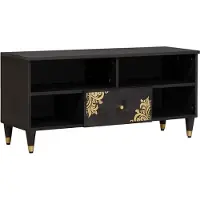 vidaXL TV Kast met lade Zwart 100 x 33 x 46 cm Massief Mango Hout