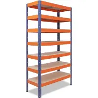Shelfplaza PRO metalen stellingkast - 230x100x45 cm - blauw-oranje - 7 planken