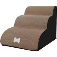STILVORA Loopplanken - 3-stappen Huisdiertrap - Foam Hondentrap - Rutschfest - Bruin