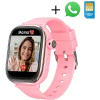 WISEQ Smartwatch voor Kinderen met Nano SIM, Video Bellen, GPS & 4G - Waterdicht IPX7, WiFi & Bluetooth - SOS Functie - Roze