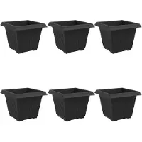 vidaXL Vierkante Bloempot 6 st Zwart 28,5 x 28,5 x 22 cm Kunststof