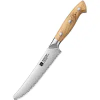 Xinzuo X02O Pin Series Kaasmes 15 cm – Professioneel Keukenmes – Olijfhouten Handvat – 3-Laags Composietstaal met Stonewash Afwerking