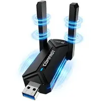 MMOBIEL Wifi 7 Adapter USB BE6500 van – Tri-Band (6/5/2.4GHz) 6452 Mbps Draadloze Wifi-Stick met USB 3.0 & Externe Antenne, WPA3, 4K-QAM, Plug & Play - Voor Windows 11/10/Mac/Linux Desktop PC & Laptop