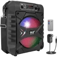 Pyle Bluetooth Luidsprekersysteem - 300W - Draagbare Oplaadbare Bluetooth Speaker - Binnen en Buiten - Subwoofer Systeem - AUX- Microfooningang - Partylampen - MP3, USB - Radio - Afstandsbediening